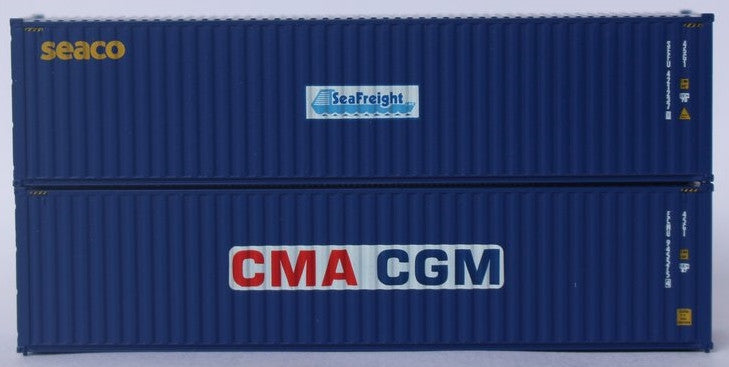 Jacksonville Terminal Company N 405811 40' High Cube Corrugated Side Containers CMA CGM ECMU and SEACO SEFU MIX Pack 2-pack