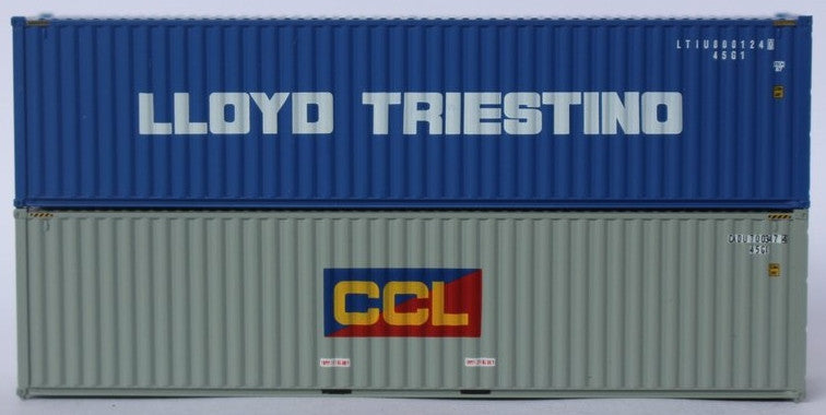 Jacksonville Terminal Company N 405808 40' High Cube Corrugated Side Containers Lloyd Triestino LTIU and Costa Container Line CCL CADU MIX Pack 2-pack