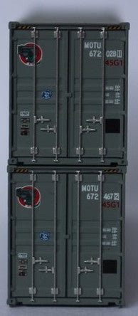 Jacksonville Terminal Company N 405051 40' High Cube Corrugated Side Containers MOL 'Gray Initial Logo' MOTU 2-pack