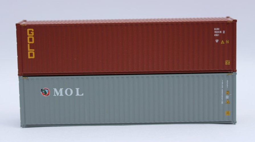Jacksonville Terminal Company N 405804 40' High Cube Container Mixed Pack GOLD and MOL 2-Pack