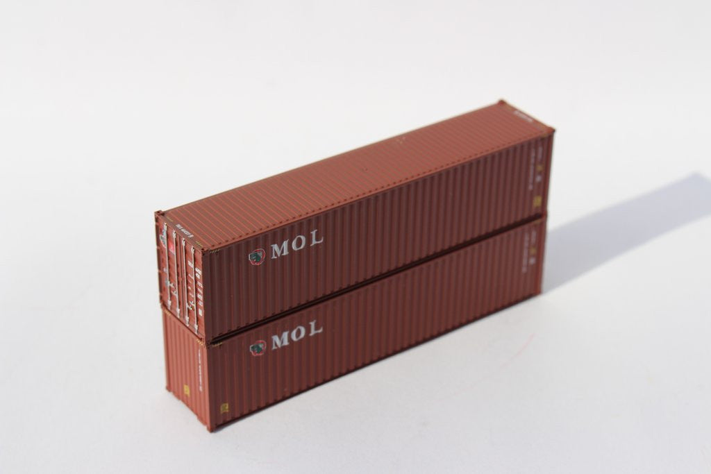Jacksonville Terminal Company N 405143 40' High Cube Corrugated Side Containers MOL 'Brown container' TRLU 2-pack