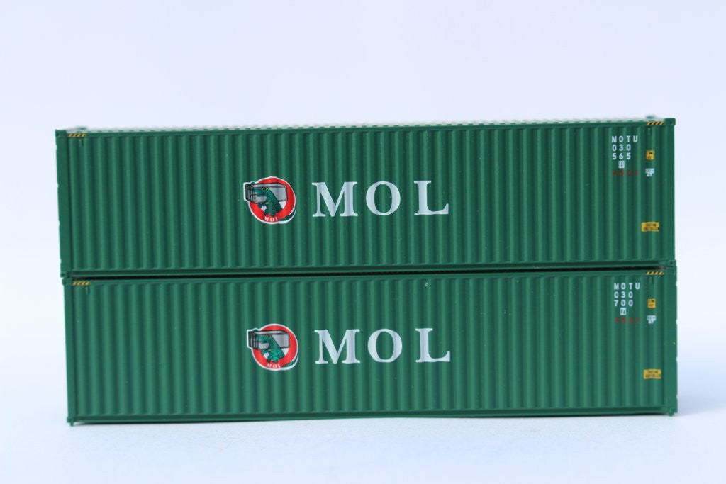 Jacksonville Terminal Company N 405149 40' High Cube Corrugated Side Containers MOL 'Green with Gator Logo' MOTU 2-pack