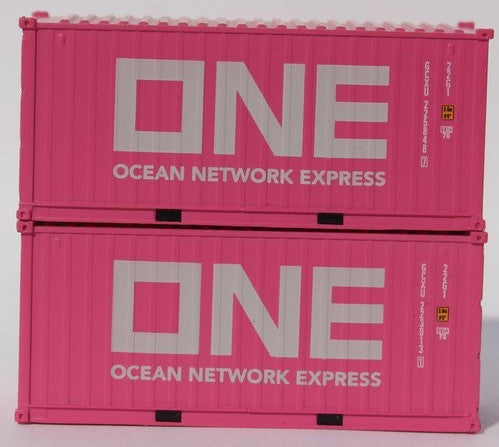 Jacksonville Terminal Company N 205460 20' Standard Height Corrugated Side Containers OCEAN NETWORK EXPRESS - ONE GLOBAL Lease 'Magenta' GCXU Set #4 2-pack