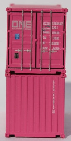 Jacksonville Terminal Company N 205460 20' Standard Height Corrugated Side Containers OCEAN NETWORK EXPRESS - ONE GLOBAL Lease 'Magenta' GCXU Set #4 2-pack