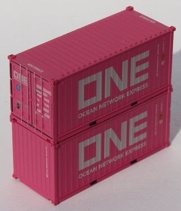Jacksonville Terminal Company N 205460 20' Standard Height Corrugated Side Containers OCEAN NETWORK EXPRESS - ONE GLOBAL Lease 'Magenta' GCXU Set #4 2-pack