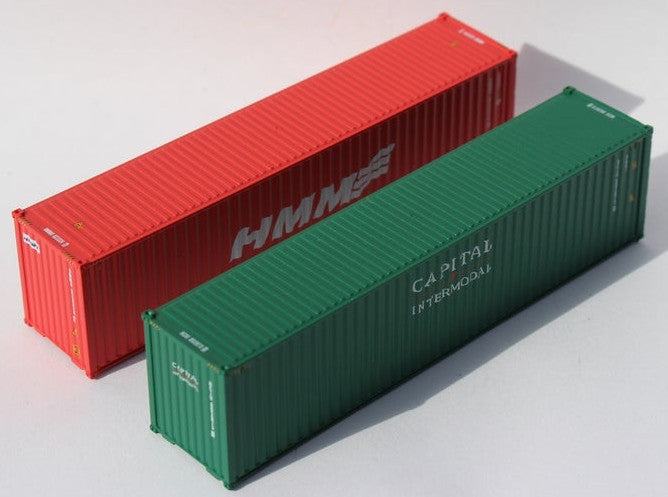 Jacksonville Terminal Company N 405803 40' High Cube Corrugated Side Containers HMM '3 wave Logo' & Capital 'Mix Pack' 2-pack