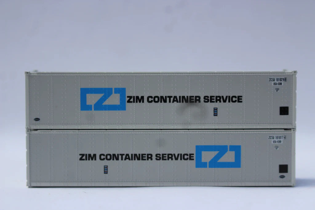 Jacksonville Terminal Company N 405691 40' Standard Height Smooth-Side Containers ZIM Container Service ZCSU Set #2 2-pack