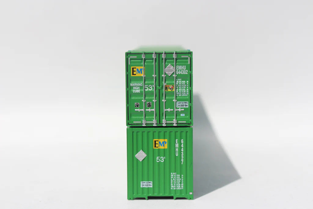 Jacksonville Terminal Company N 537049 53' High Cube Corrugated Side Containers EMP '6443xx series' Green Set # 3 2-Pack