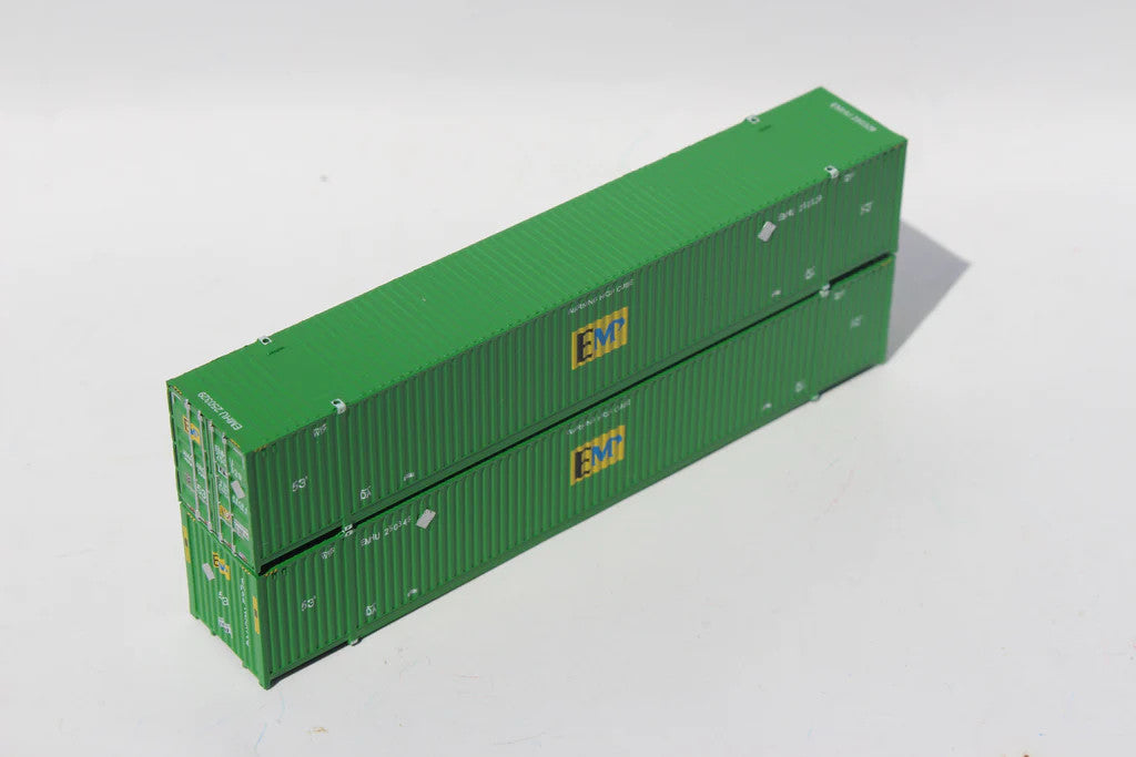 Jacksonville Terminal Company N 537096 53' High Cube Corrugated Side Containers EMP 'Centered logo' Green Set #3 2-Pack