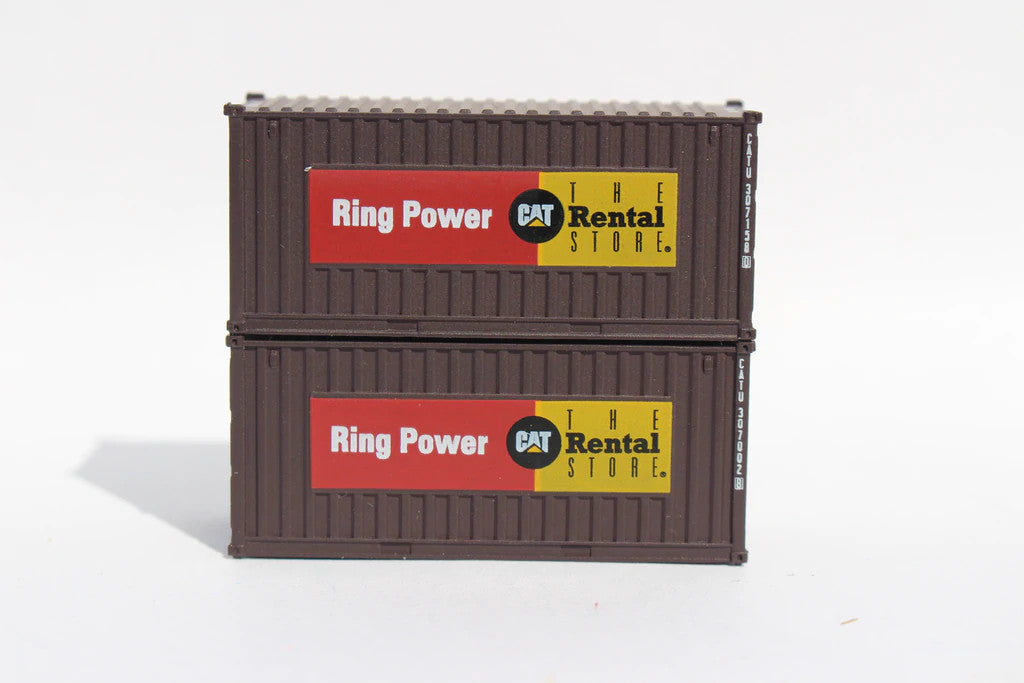 Jacksonville Terminal Company N 205012 20' Standard Height Corrugated Side Containers Cat Rental Store 'Ring Power' 2-Pack