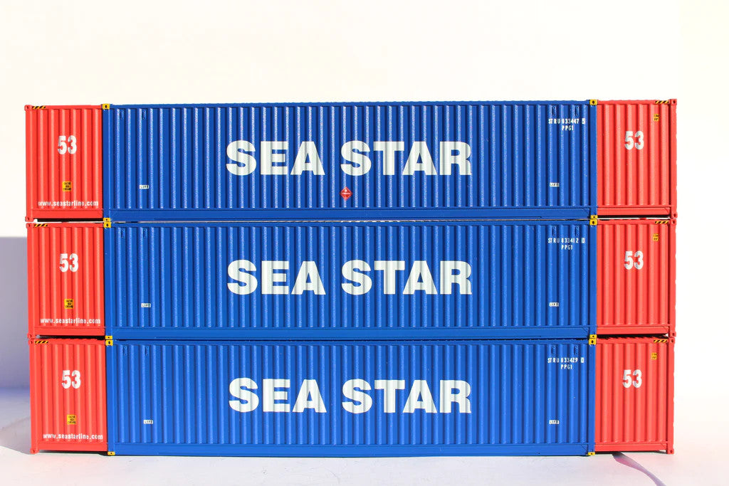 Jacksonville Terminal Company HO 953051 53' Ocean Corrugated Side Container SEA STAR 'Two Tone' 3-Pack
