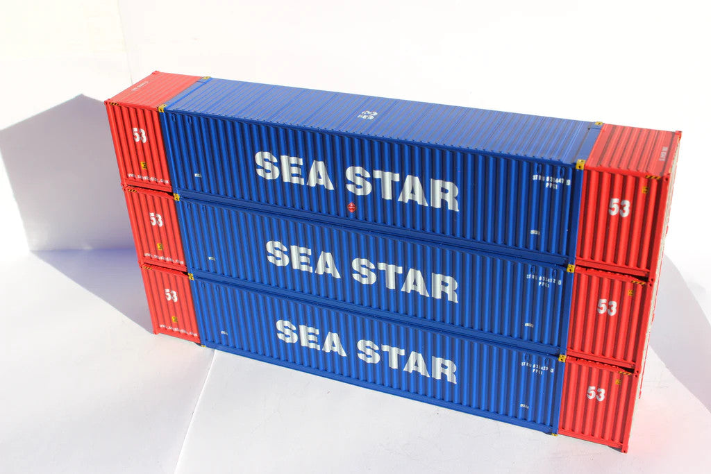 Jacksonville Terminal Company HO 953051 53' Ocean Corrugated Side Container SEA STAR 'Two Tone' 3-Pack