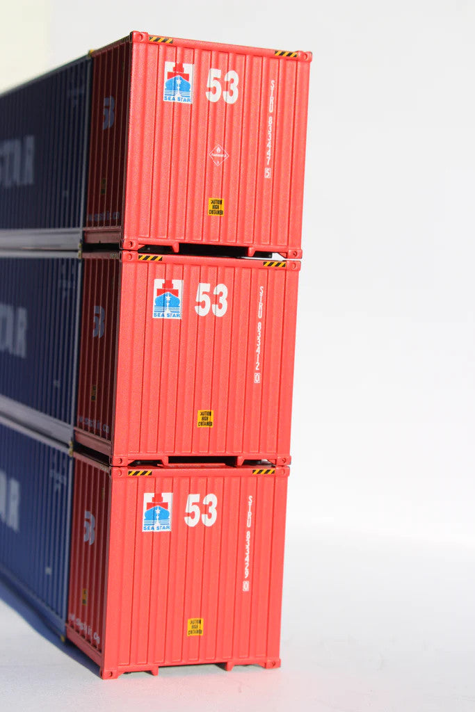 Jacksonville Terminal Company HO 953051 53' Ocean Corrugated Side Container SEA STAR 'Two Tone' 3-Pack