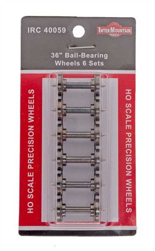 Intermountain HO 40059 36" Nickel Silver Brass Ball Bearing Insulated Wheelsets .110" Tread Width - 6 Sets