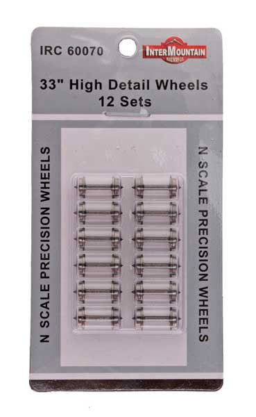 Intermountain N 60070 33 Inch High Detail Nickel Plated Brass Insulated Wheelsets - 12 Pack