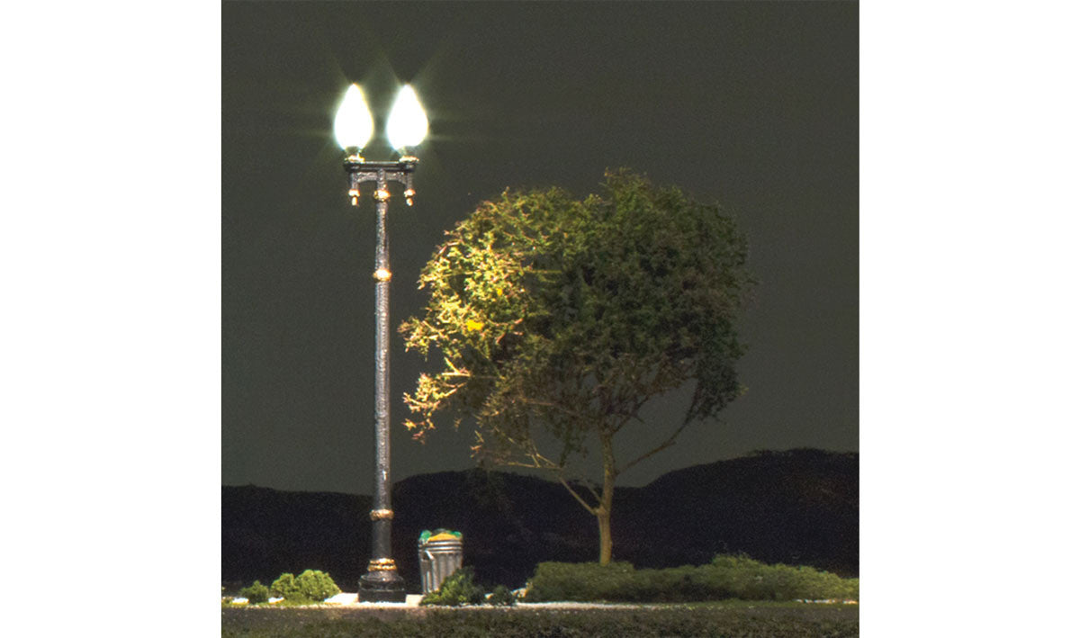 Woodland Scenics HO JP5632 Just Plug Lighting System - Double Lamp Post Street Lights - 3 per package
