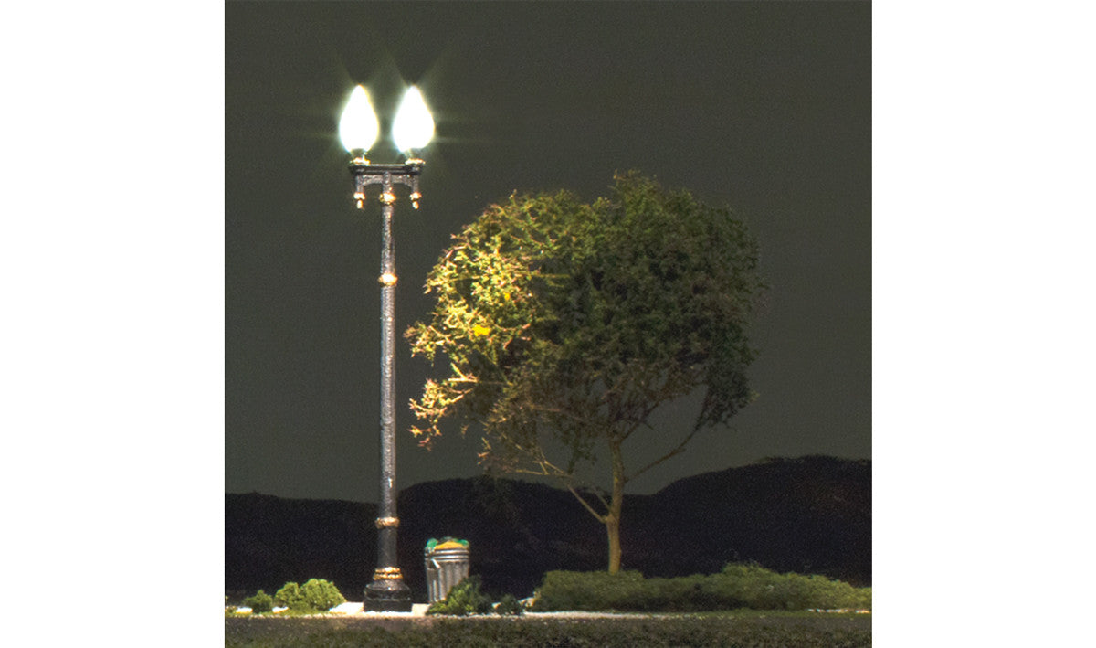 Woodland Scenics N JP5640 Just Plug Lighting System - Double Lamp Post Street Lights - 3 per package