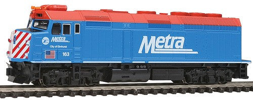 Kato N Scale Ready to Run DCC EMD F40PH Diesel Locomotive (Commuter Version) with Ditch Lights, Chicago Metra #163 City of Elmhurst