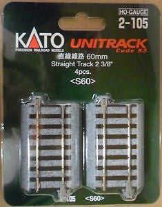 Kato HO Unitrack 2-105 Straight Track 60mm 2 3/8" 4 pieces