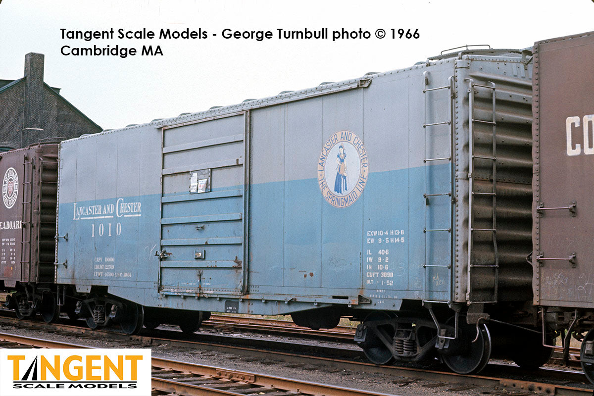 Tangent Scale Models HO 26015-01 Pullman-Standard 40′ PS-1 9′ Door Boxcar Lancaster & Chester "Blue & Gray 1964+" L&C #1006