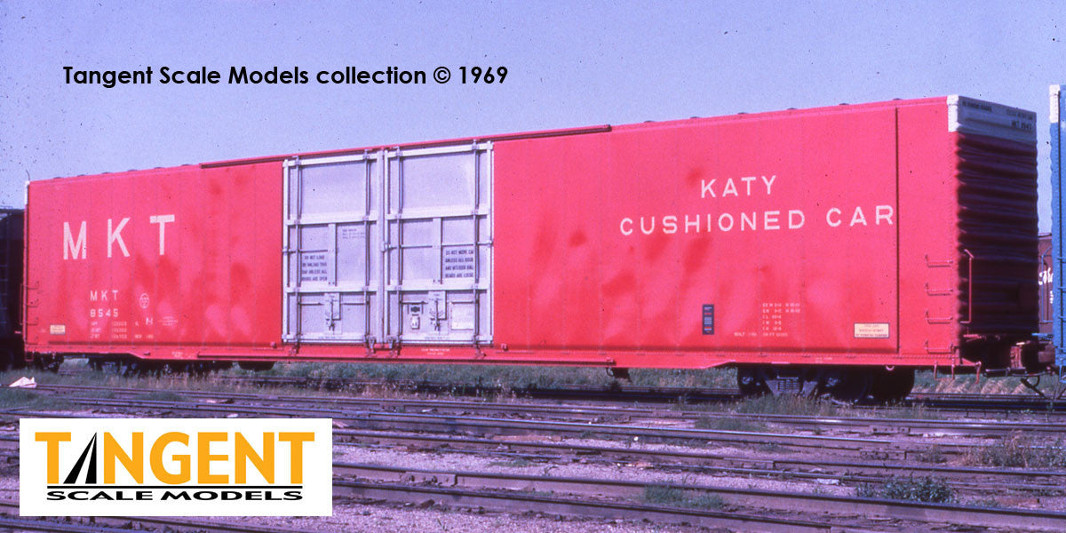 Tangent Scale Models HO 25066-02 Greenville 86′ Double Plug Door Box Car Missouri-Kansas-Texas 'Delivery 1969 Red' MKT #8545