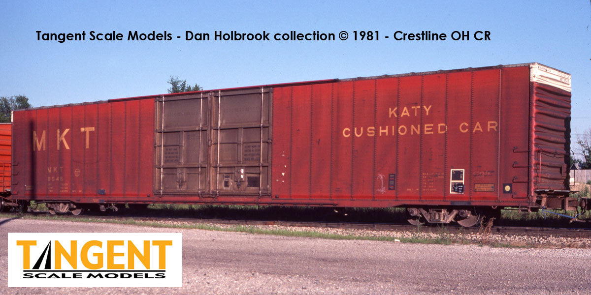 Tangent Scale Models HO 25066-01 Greenville 86′ Double Plug Door Box Car Missouri-Kansas-Texas 'Delivery 1969 Red' MKT #8542