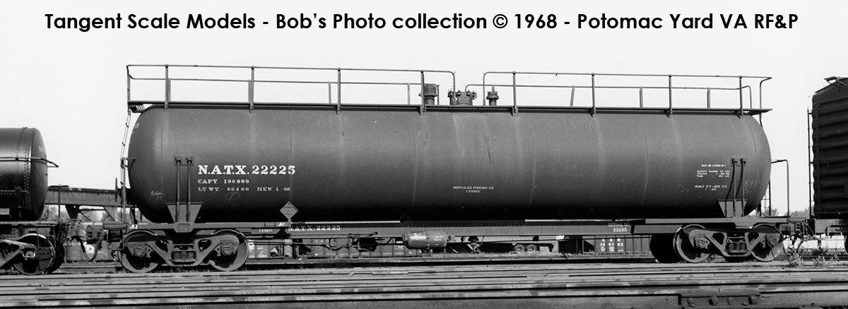 Tangent Scale Models HO 31011-01 NACC 1963-Design 20,500 Gallon Non-Insulated Tank Car NATX 'Black Lease Delivery 1966' NATX #22223