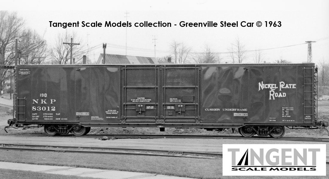 Tangent Scale Models HO 33019-01 Greenville 6,000CuFt 60' Double Door Box Car Nickel Plate Road 'Delivery Brown 11-1963' NKP #83000