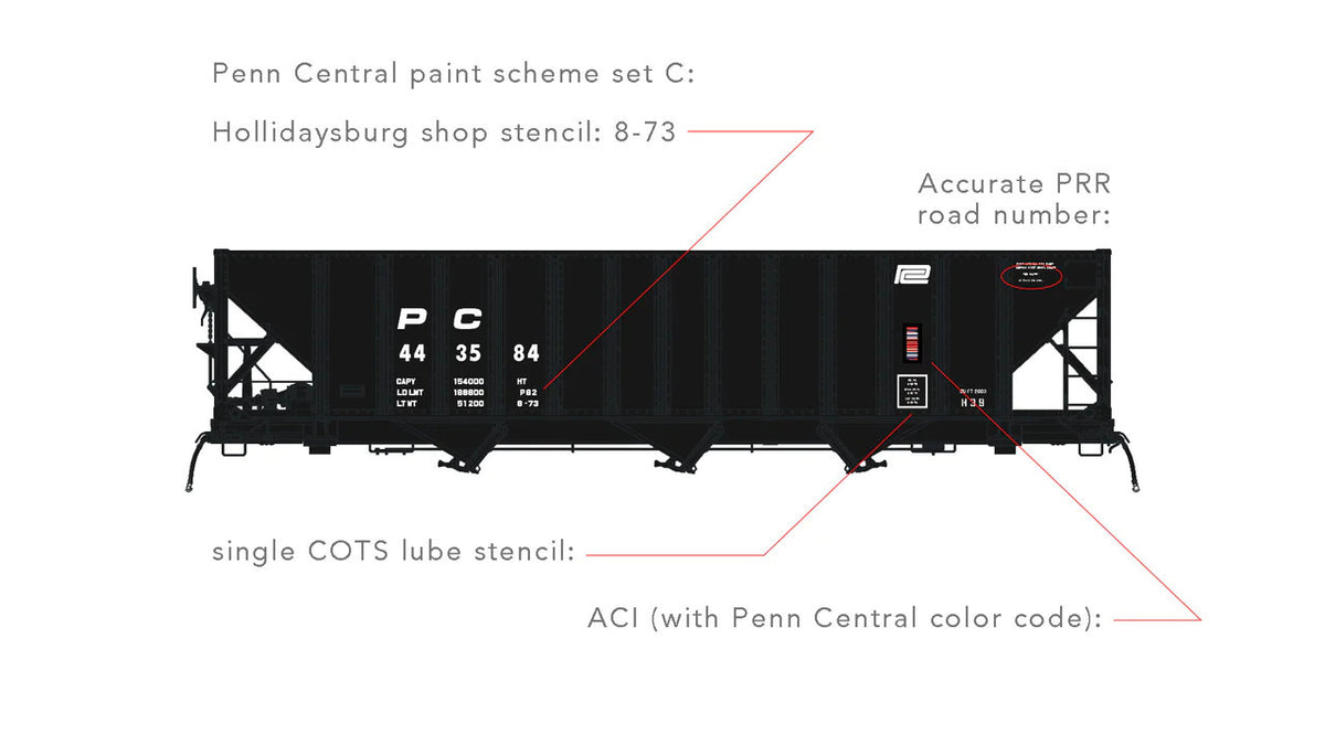 Arrowhead HO 1010-1 Penn Central Committee Design Hopper Penn Central PC #443584