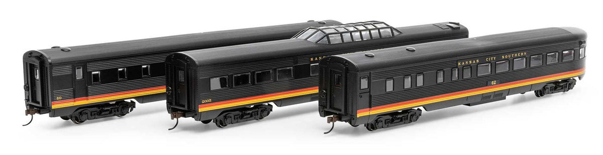 Athearn Roundhouse HO RND79127 Streamline Passenger Car Kansas City Southern KCS 3-Pack