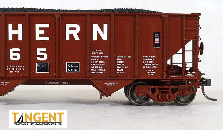 Tangent Scale Models HO 24210-01 Pullman-Standard PS 3526 100T Triple Coal Hopper Southern Railway 'Brown Delivery 1975+' SOU #78800
