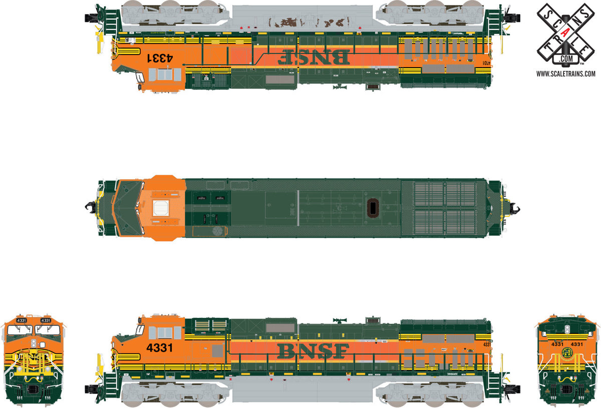 ScaleTrains Rivet Counter N SXT32560 DCC/ESU LokSound GE DASH 9-44CW Burlington Northern Santa Fe 'Frankenloco' BNSF #5441