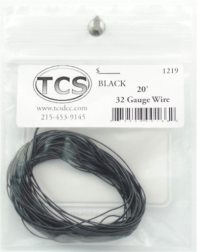 Train Control Systems TCS 1216 10' of 30 Gauge Wire - Black