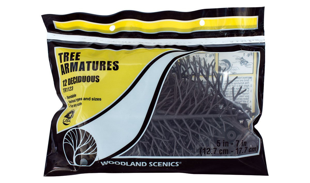 Woodland Scenics TR1123 Tree Armatures Kit - Deciduous - 12/pkg from 5" - 7"