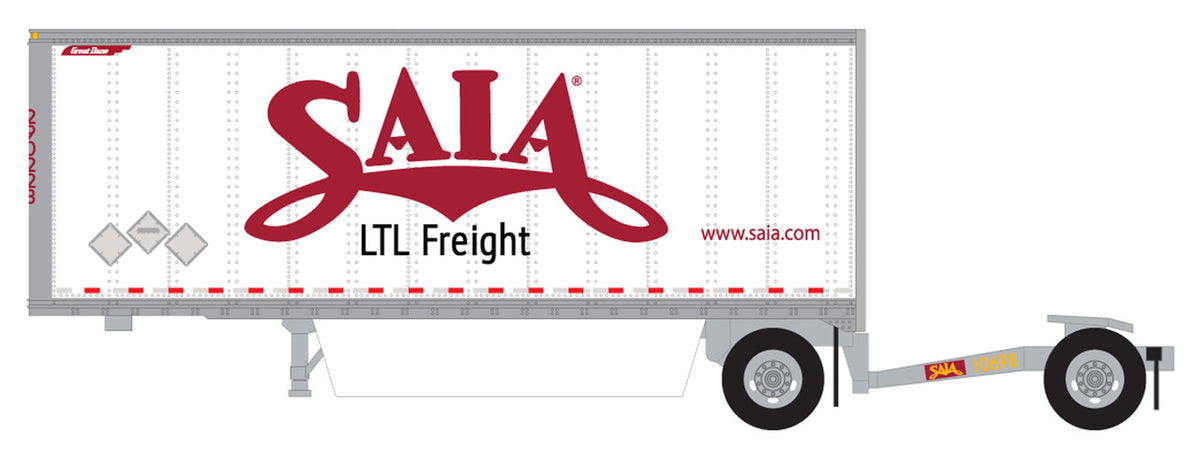 Trainworx N 42892-04 28' Pup Van Trailer with Converter Dolly Saia #4 "LTL Freight" Slogan