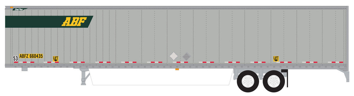 Trainworx N 45393-02 Hyundai 53' Dry Van Semi Trailer with Skirts ABFZ #2 Logo in Upper Front
