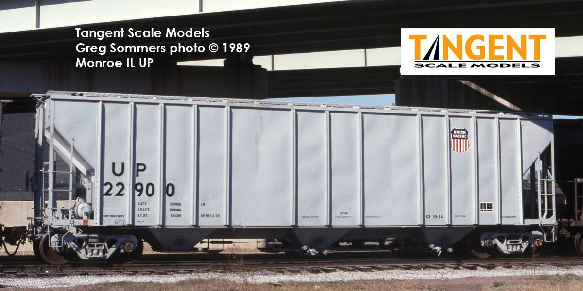 Tangent Scale Models HO 28112-03 General American 4700 Covered Hopper Union Pacific 'Gray Repaint 1989' UP #22912