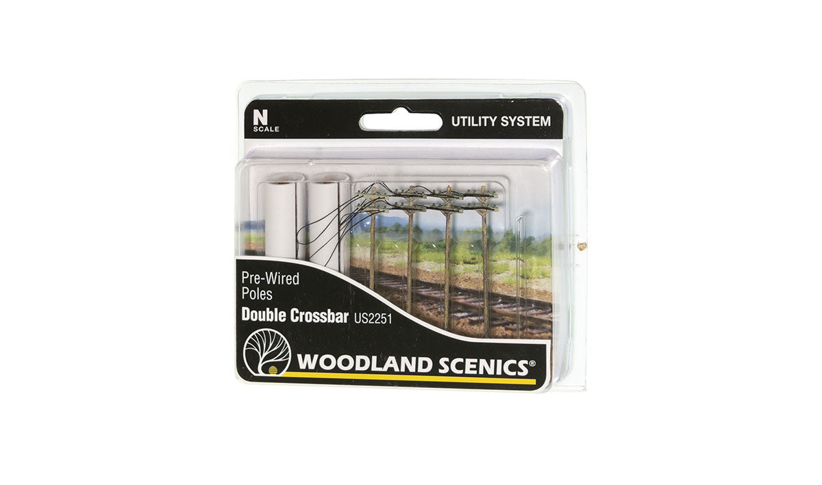 Woodland Scenics N US2251 Pre-Wired Poles - Double Crossbar