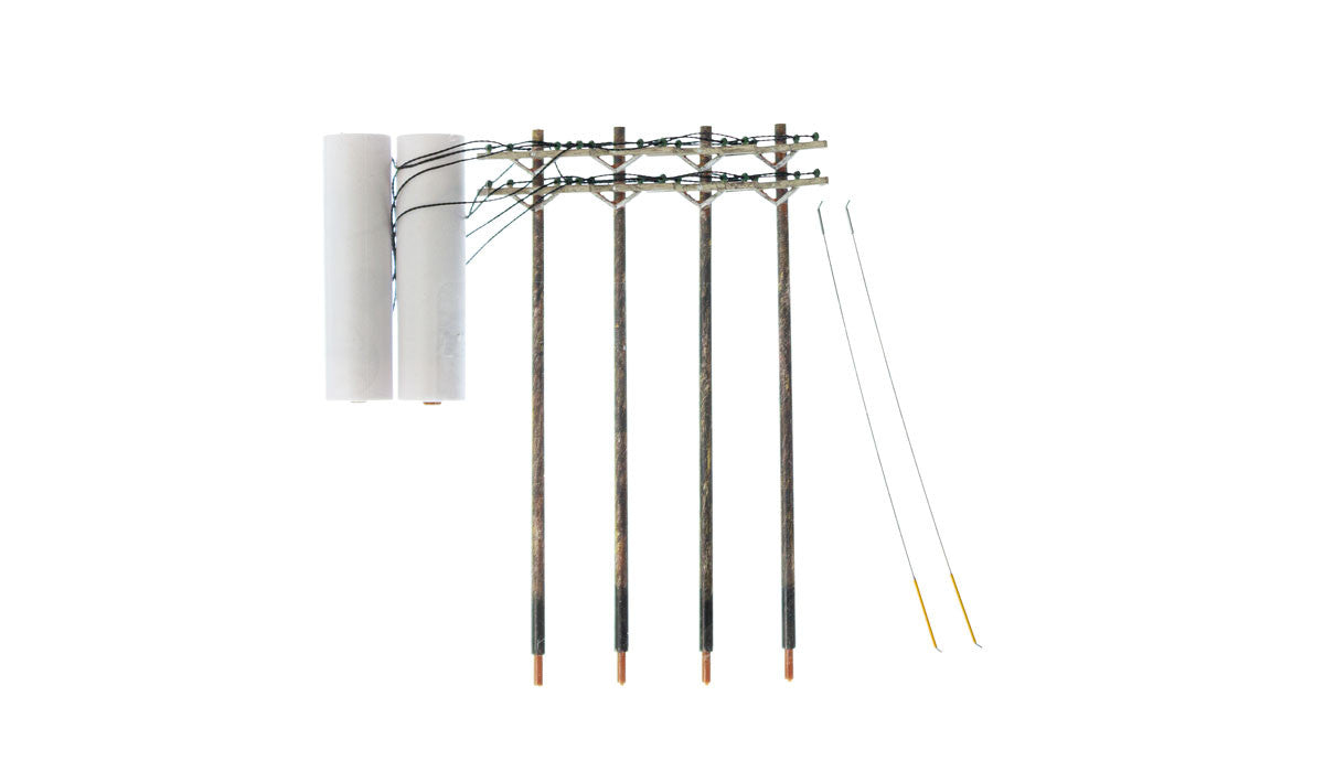 Woodland Scenics N US2251 Pre-Wired Poles - Double Crossbar
