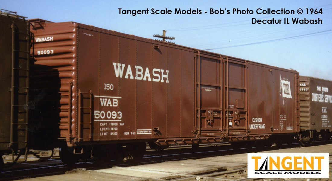 Tangent Scale Models HO 33013-04 Greenville 6,000CuFt 60' Double Door Box Car Wabash 'Delivery Red 9-1963' WAB #50089