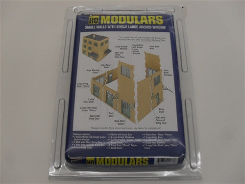 Walthers Modulars HO 933-3731 Small Walls with Single Large Arched Window
