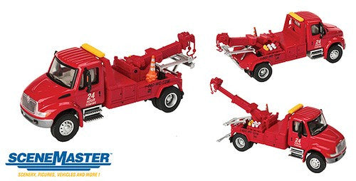 Walthers SceneMaster HO 949-11531 International 4300 Tow Truck Red Assembled