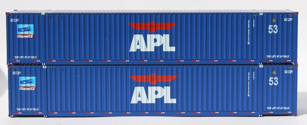 Jacksonville Terminal Company N 535081 Ocean 53' Corrugated Side Containers APL 'large Logo No Lift' Set #2 2-Pack