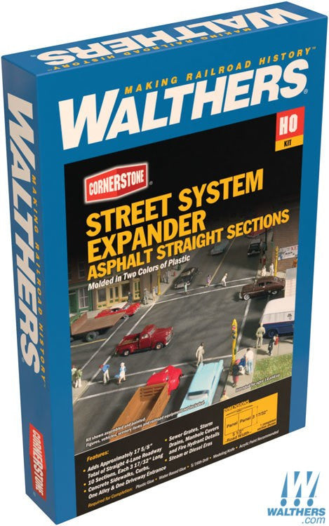 Walthers Cornerstone HO 933-3195 Asphalt Street System Expander - Straight Sections & Accessories - Kit