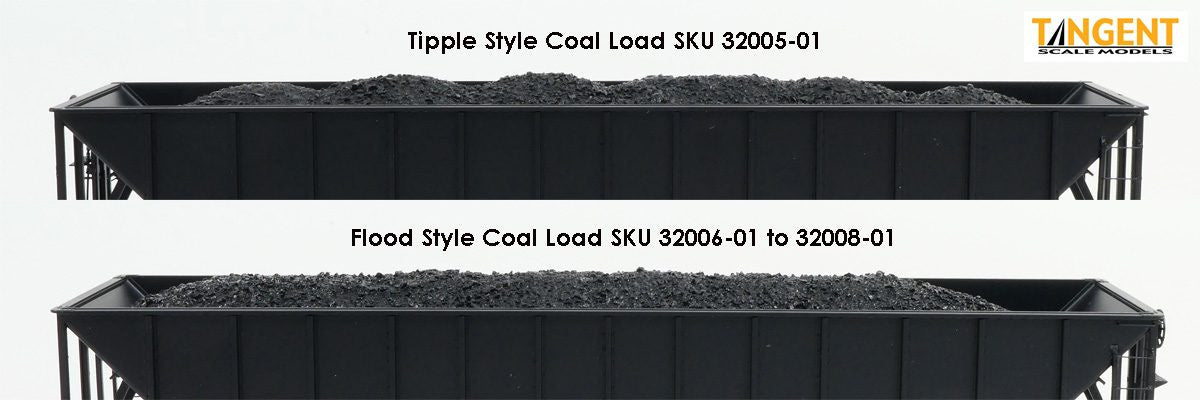 Tangent Scale Models HO 95028-02 Bethlehem Steel 3350CuFt Quad Coal Hopper Flood Style Coal Load - 2-Pack