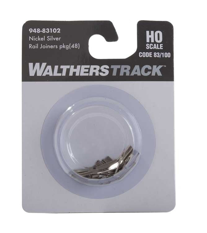 WalthersTrack HO 948-83102 Nickel-Silver Rail Joiners for Code 83 or Code 100 Track - 48 Pkg