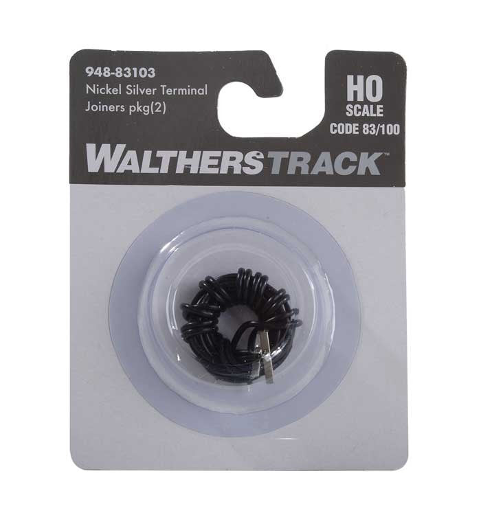 WalthersTrack HO 948-83103 Nickel-Silver Terminal Rail Joiners for Code 83 or Code 100 Track - 2 Pkg