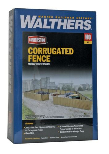 Walthers Cornerstone HO 933-3632 Corrugated Fence - Kit