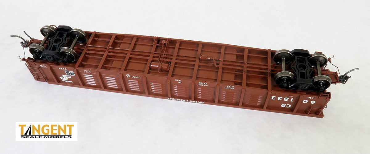Tangent Scale Models HO 17015-09 PRR/PC Shops G43 Class 52'6" Corrugated Side Gondola Conrail '1988 G43B Coil Service' CR #601878 with Coil Racks