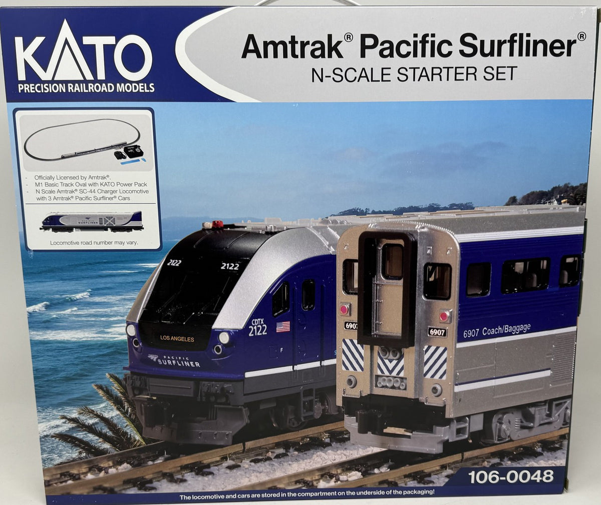 Kato N 106-0048 DCC Ready Amtrak Pacific Surfliner Starter Set with Amtrak SC-44 Locomotive